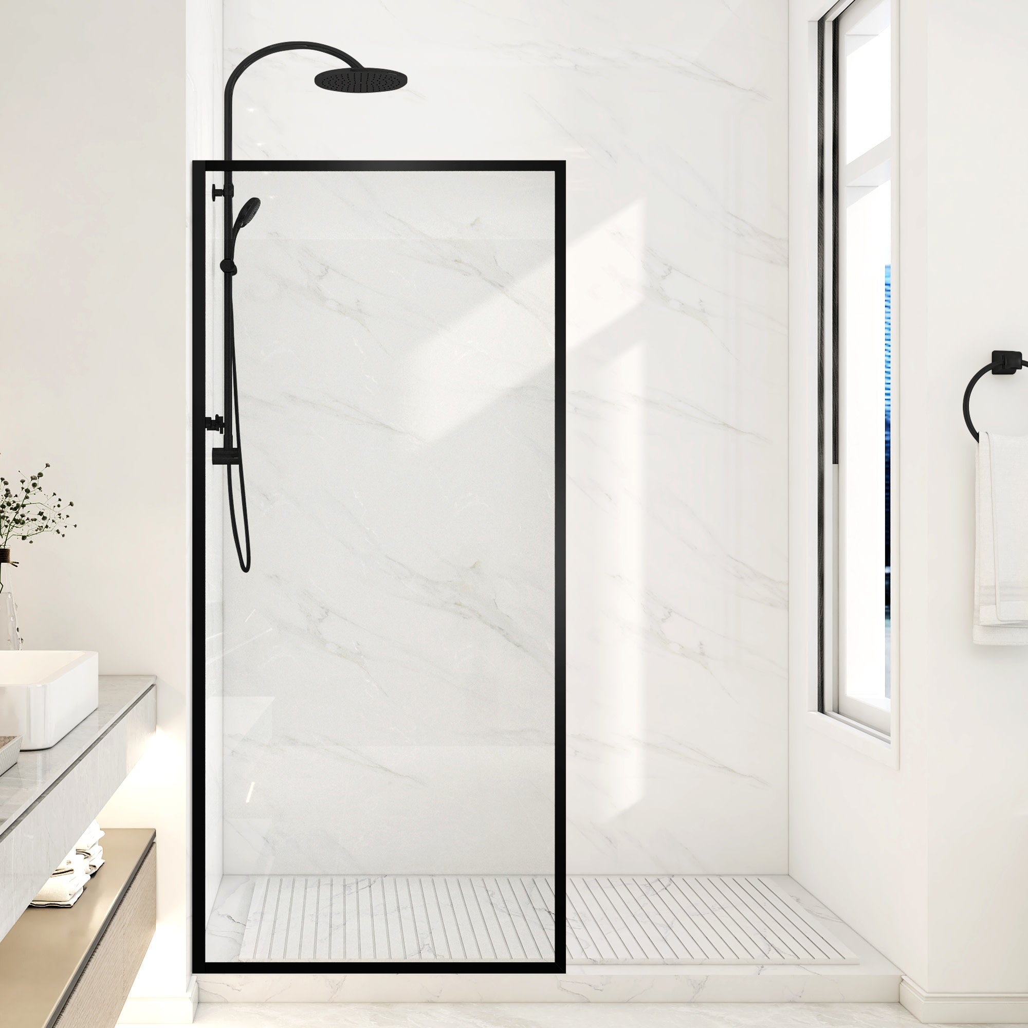 SD-AZ22-01PRX - ANZZI Welle 74 in. x 34 in. Framed Fixed Shower