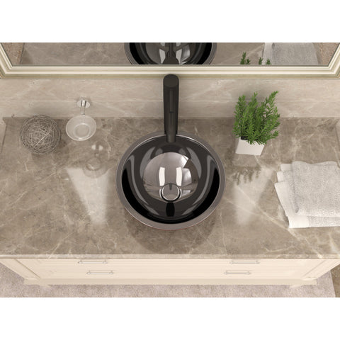 ANZZI Crete 14 in.  Handmade Vessel Sink in Polished Antique Copper with Nickel Interior and Floral Design Exterior