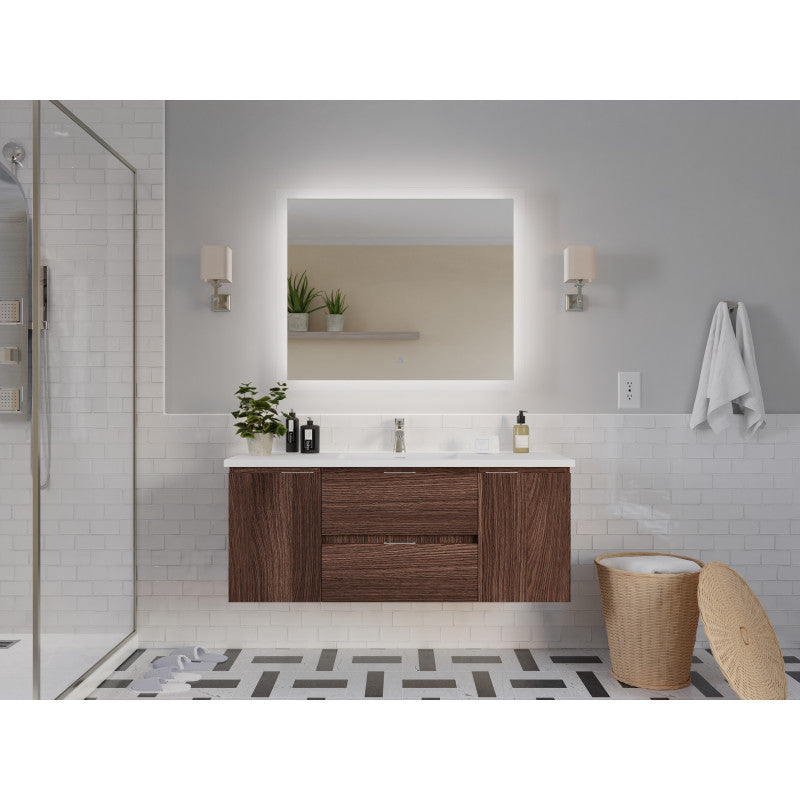 48 in W x 20 in H x 18 in D Bath Vanity in Dark Brown with Cultured Marble  Vanity Top in White with White Basin & Mirror