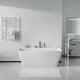Vault Series 67 in. x 32 in. Flat Bottom Acrylic Freestanding Soaking Bathtub with Center Drain and Faucet