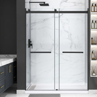 Kahn Series 60 in. x 36 in. Extra-Deep ANR Alcove Shower Base and Frameless Sliding Shower Door Combo