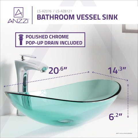 ANZZI Major Series Deco-Glass Vessel Sink in Lustrous Green