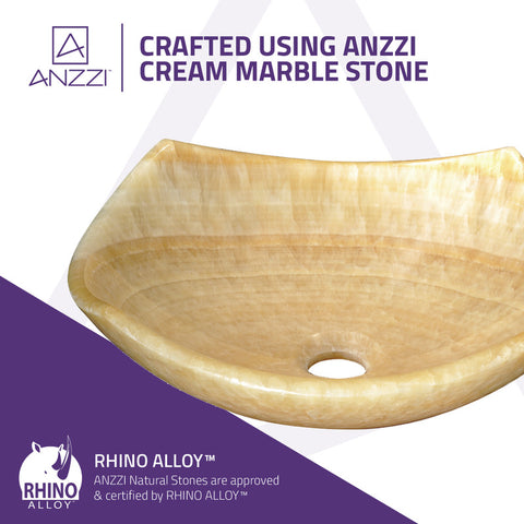 ANZZI Flavescent Visage Natural Stone Vessel Sink in Cream Jade