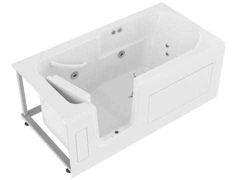 AMZ3060SILWH - ANZZI 30 in. x 60 in. Left Drain Step-In Walk-In Whirlpool Tub with Low Entry Threshold in White