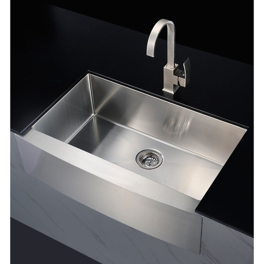 K-AZ3620-1A - Elysian Farmhouse Stainless Steel 36 in. Single Bowl Kitchen Sink in Brushed Satin