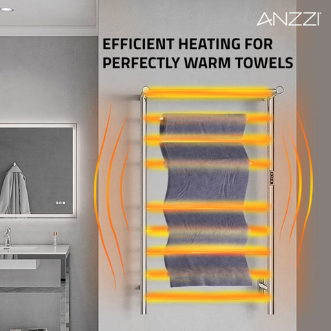 ANZZI Eve 8-Bar Stainless Steel Wall Mounted Electric Towel Warmer Rack