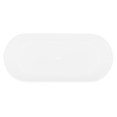 ANZZI Sabbia 5.9 ft. Solid Surface Center Drain Freestanding Bathtub in Matte White