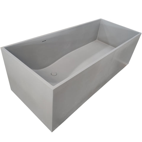 Palace Series 67 in. x 32 in. Flat Bottom Solid Surface Freestanding Soaking Bathtub with Reversible Drain in Slate Gray