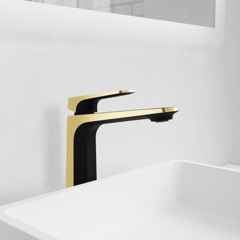 L-AZ904MB-BG - ANZZI Single Handle Single Hole Bathroom Vessel Sink Faucet With Pop-up Drain in Matte Black & Brushed Gold