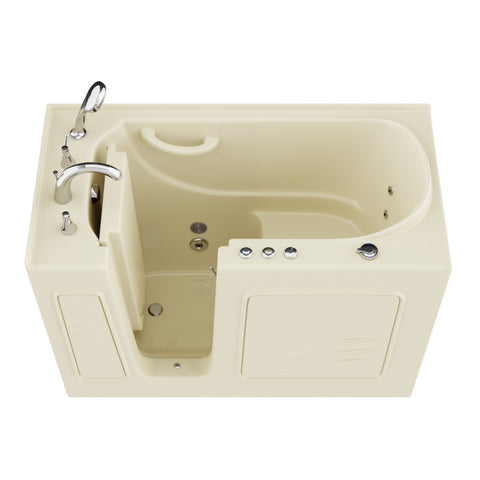 AZ2653LBH - ANZZI Coupe Series 26 in. x 53 in. Left Drain Quick Fill Walk-In Whirlpool Tub with Powered Fast Drain in Biscuit