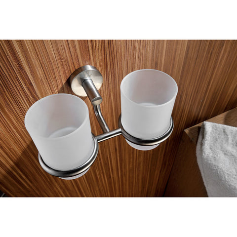 AC-AZ002BN - ANZZI Caster Series 7.36 in. Double Toothbrush Holder in Brushed Nickel