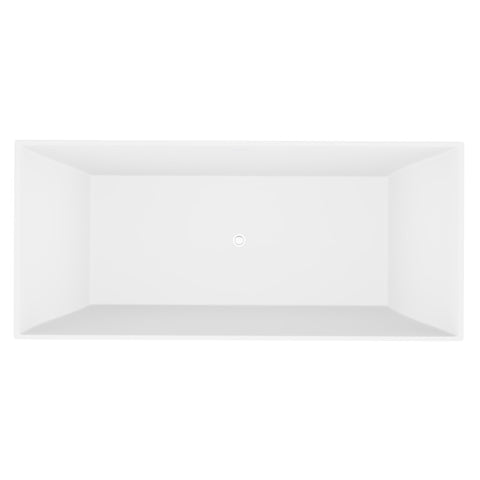 ANZZI Crema 5.9 ft. Solid Surface Center Drain Freestanding Bathtub in Matte White