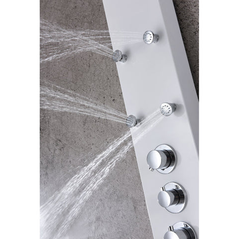 ANZZI Panther 60 in. 6-Jetted Full Body Shower Panel with Heavy Rain Shower and Spray Wand in White