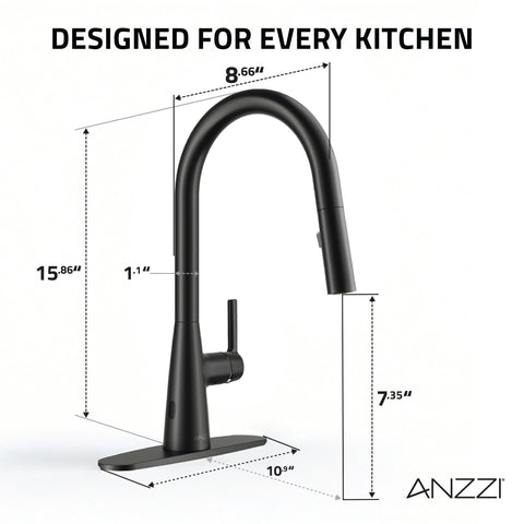 Modern Touchless Matte Black Pull-Down Kitchen Faucet