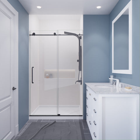 ANZZI Leon Series 48 in. by 76 in. Frameless Sliding Shower Door with Handle