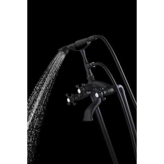 FS-AZ0052BK - ANZZI Tugela 3-Handle Claw Foot Tub Faucet with Hand Shower in Matte Black