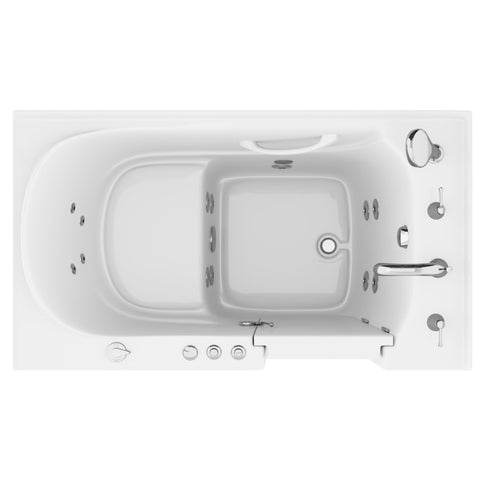 ANZZI 30 in. x 53 in. Right Drain Quick Fill Walk-In Whirlpool Tub with Powered Fast Drain in White