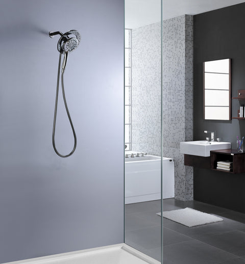 Retro-Fit 3-Spray Patterns with 7.48 in. Wall Mounted Dual Shower Heads with Magnetic Divert in Polished Chrome