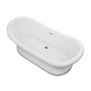 FT-AZ113 - ANZZI Ruby Series 71 in. x 33 in. Flat Bottom Acrylic Freestanding Soaking Bathtub with Center Drain in Glossy White