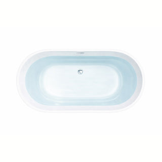 ANZZI Mone Series 67" L Freestanding Soaker Tub with Elegant Contemporary Design, Durable Acrylic Construction, and Built-in Overflow, Glossy White