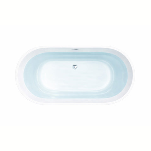 ANZZI Mone Series 67" L Freestanding Soaker Tub with Elegant Contemporary Design, Durable Acrylic Construction, and Built-in Overflow, Glossy White