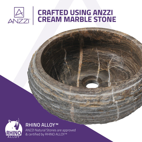 ANZZI Mirage Ash Natural Stone Vessel Sink in Coffee Marble