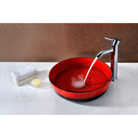 LS-AZ060 - ANZZI Schnell Series Deco-Glass Vessel Sink in Lustrous Red and Black