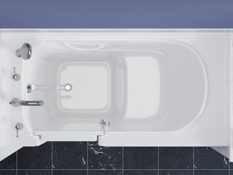 30 in. x 60 in. Left Drain Quick Fill Walk-In Soaking Tub in White