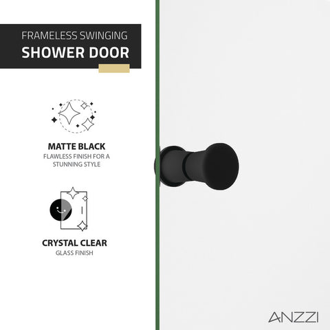 ANZZI Romance 72-in. x 33.5-in. Frameless Swinging Shower Door