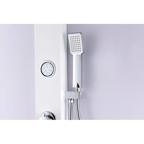 ANZZI Series 44 in. Full Body Shower Panel System with Heavy Rain Shower and Spray Wand in White