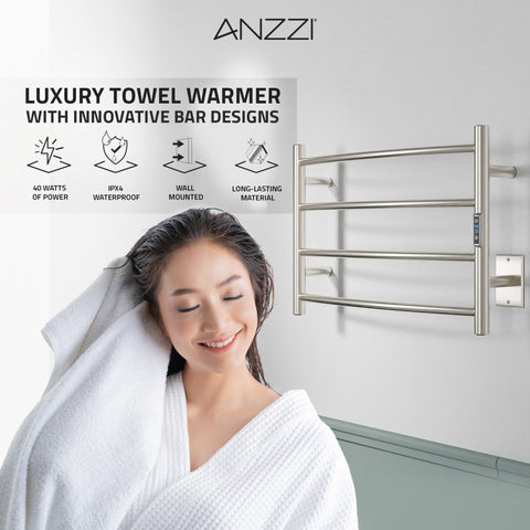 ANZZI Glow 4-Bar Stainless Steel Wall Mounted Towel Warmer