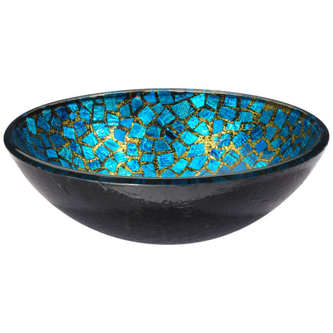 ANZZI Mosaic Series Vessel Sink in Blue/Gold Mosaic