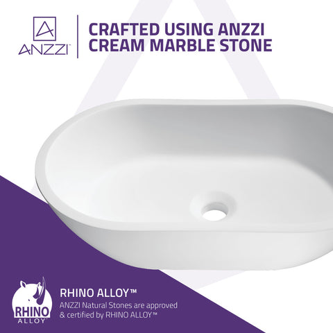 ANZZI Runifer Solid Surface Vessel Sink in White