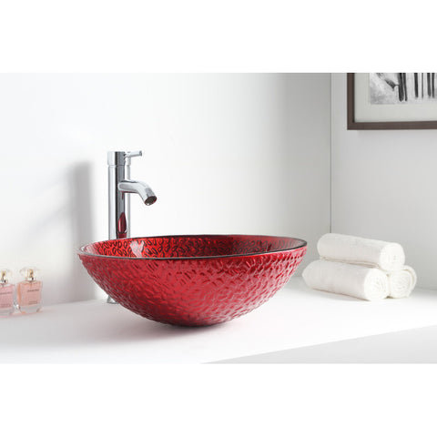 LS-AZ8124 - ANZZI Hollywood Series Deco-Glass Vessel Sink in Lustrous Red
