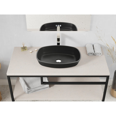 LS-AZ913MB - ANZZI Ariadne Rectangle Glass Vessel Bathroom Sink with Matte Black Finish