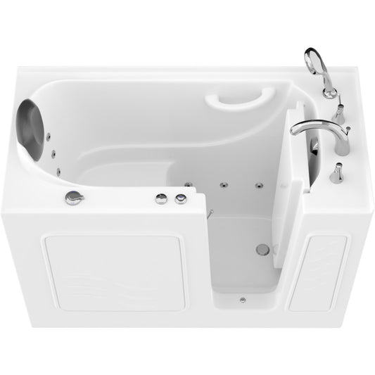 AMZ2653RWH-CP - ANZZI 53 - 60 in. x 26 in. Right Drain Whirlpool Jetted Walk-in Tub in White