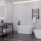 Chand Series 59 in. x 30 in. Flat Bottom Acrylic Freestanding Soaking Bathtub with Center Drain in Glossy White