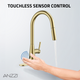 Modern Touchless Satin Brass Pull-Down Kitchen Faucet