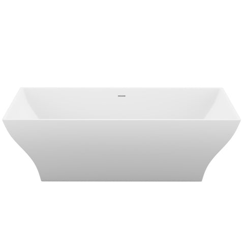 ANZZI Kayenge 5.9 ft. Solid Surface Center Drain Freestanding Bathtub in Matte White