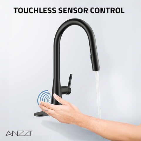 Modern Touchless Matte Black Pull-Down Kitchen Faucet
