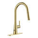 Modern Touchless Satin Brass Pull-Down Kitchen Faucet