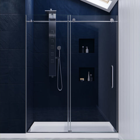 SD-AZ8077-02CHR - ANZZI ANZZI Series 60 in. by 76 in. Frameless Sliding Shower Door in Brushed Nickel with Handle