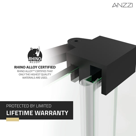 ANZZI Longboat Series 60 in. x 76 in. Semi-Frameless Shower Door with TSUNAMI GUARD