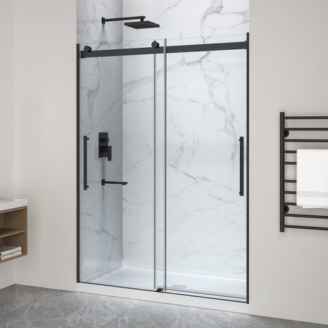 Stellar Series Sliding Frameless Shower Door  with Alcove Shower Base