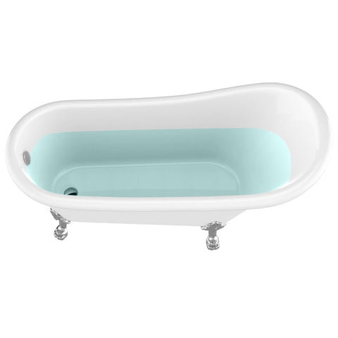 ANZZI 67.32” Diamante Slipper-Style Acrylic Claw Foot Tub in White