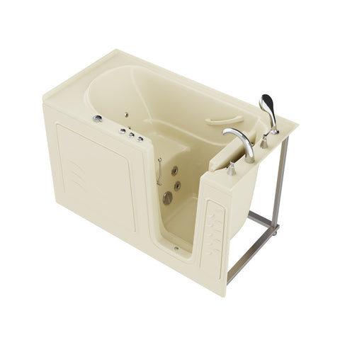 AZ3060WIRBH - ANZZI Coupe Series 30 in. x 60 in. Right Drain Quick Fill Walk-In Whirlpool Tub with Powered Fast Drain in Biscuit