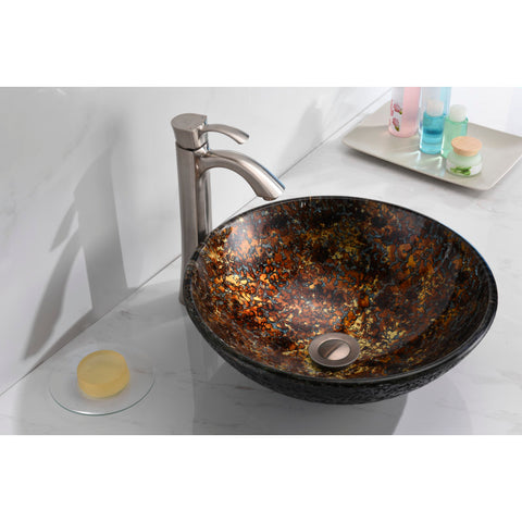 LS-AZ200 - ANZZI Alto Series 17 in. Bathroom Vessel Sink with Scratch-Tough and Stain-Resistant Non-Porous Surface in Brown Glass