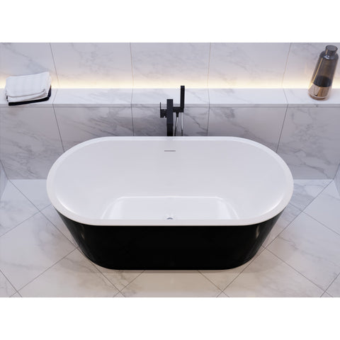 FT-AZ098BK - ANZZI Chand 67 in. Acrylic Flatbottom Freestanding Bathtub in Black