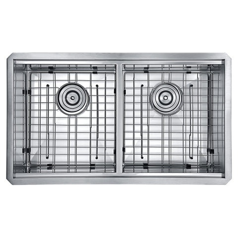 Aegis Undermount Stainless Steel 32.75 in. 0-Hole 50/50 Double Bowl Kitchen Sink with Cutting Board and Colander
