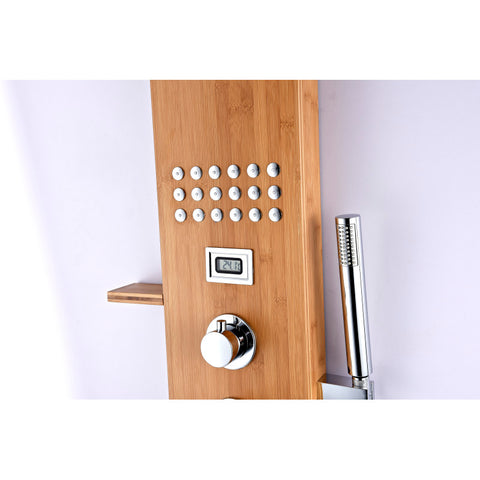 SP-AZ060 - ANZZI Crane 60 in. Full Body Shower Panel with Heavy Rain Shower and Spray Wand in Natural Bamboo